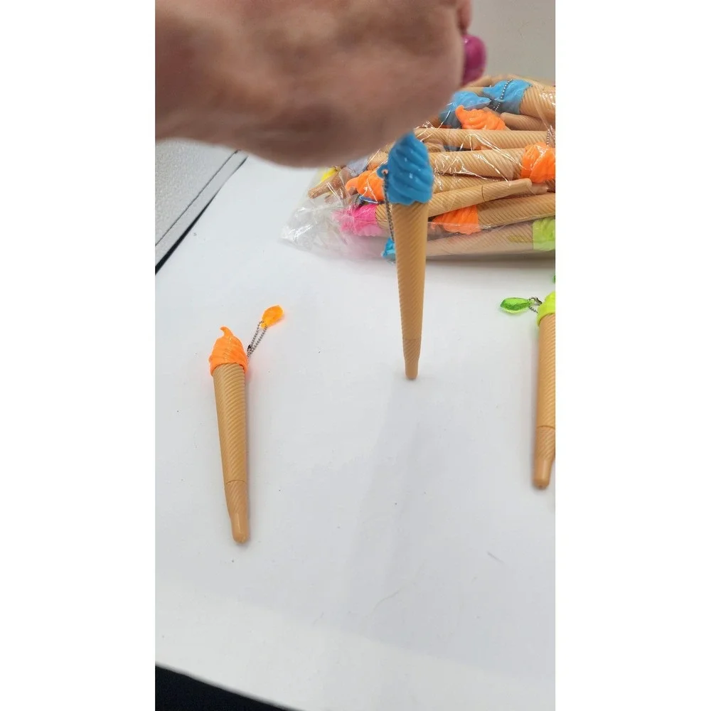 Lot of 50 Ice Cream Cone Pens Summer Party Favor Novelty Ballpoint Bulk Assorted